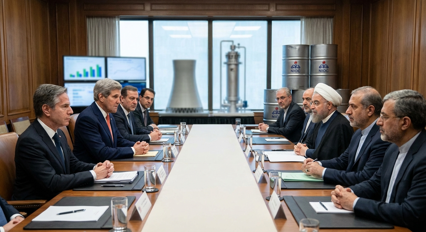 us-iran-diplomatic-meeting-nuclear-oil-symbols