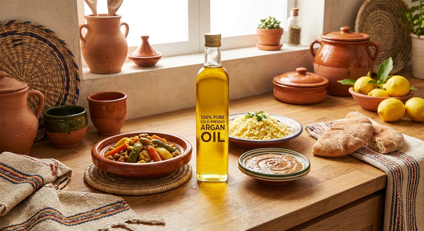 argan-oil-kitchen-scene-moroccan-dishes