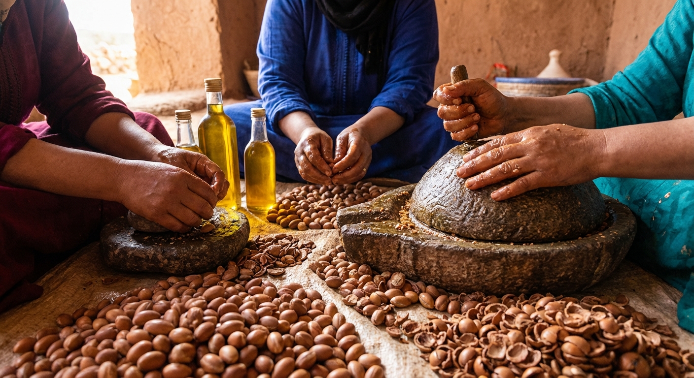 women-hands-making-argan-oil-cooperative