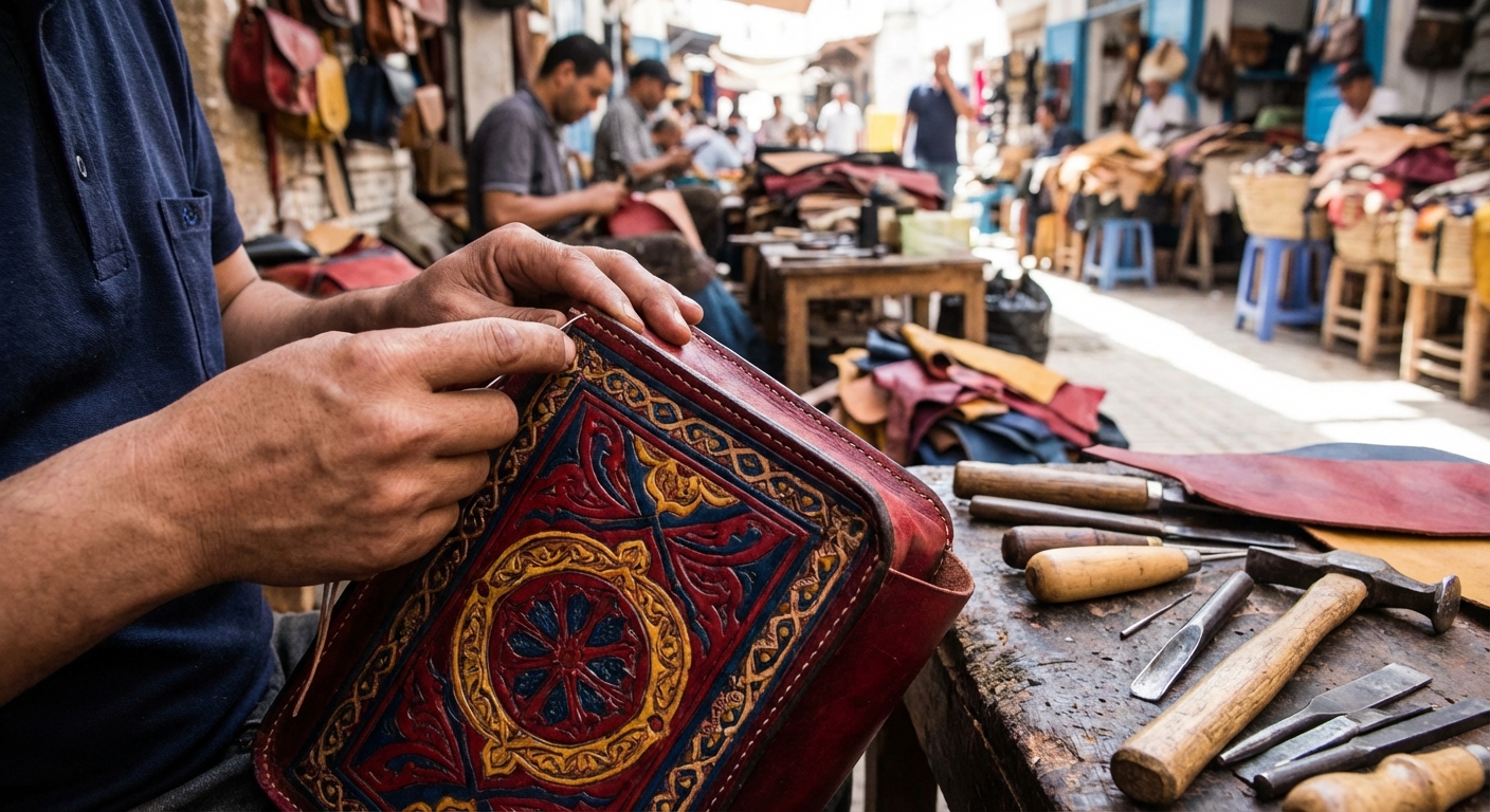 artisan-handcrafting-leather-bag-essaouira