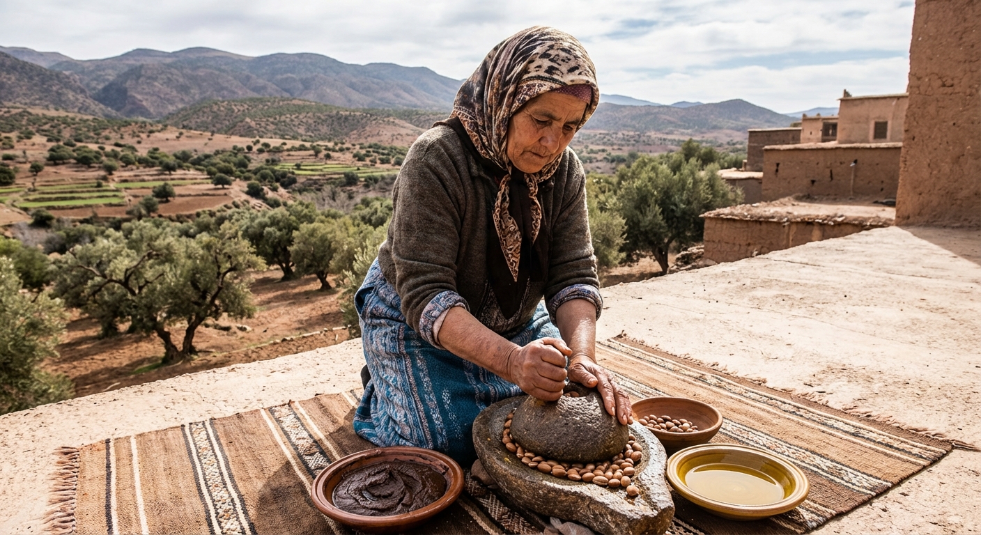 artisan-woman-extracting-pure-argan-oil-morocco