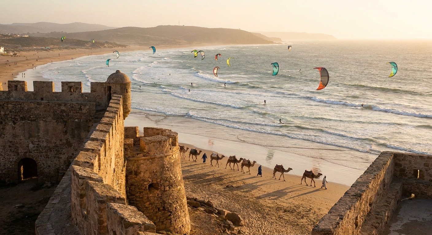 ancient-ramparts-beach-kiteboarders-camels