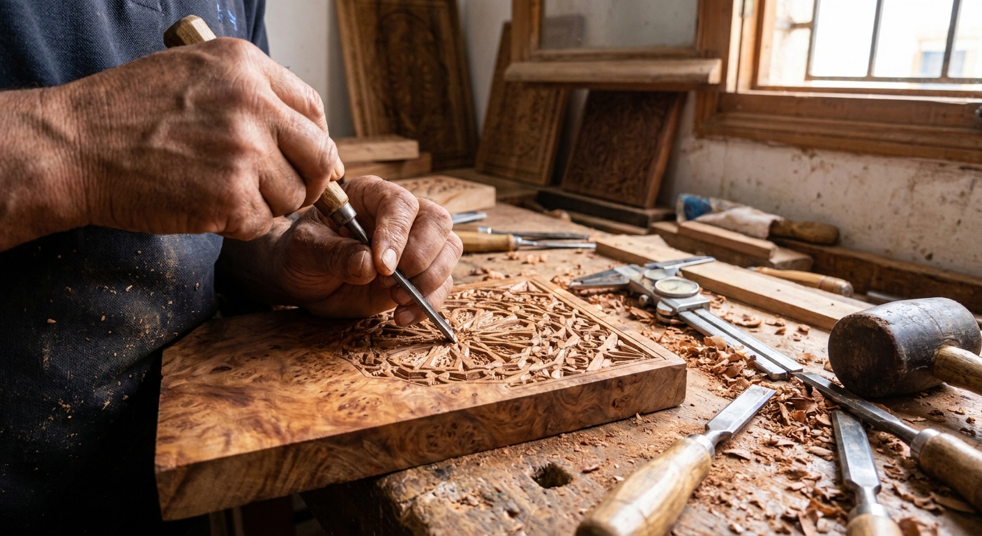 artisan-carving-thuya-wood-essaouira