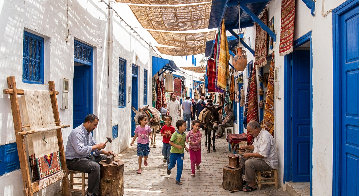 vibrant-medina-street-scene-blue-white-buildings