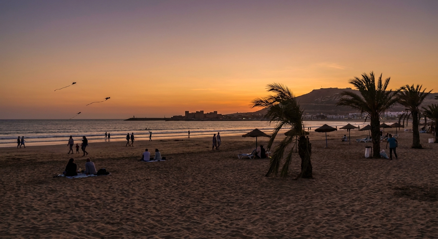 agadir-beach-sunset-silhouettes-serene