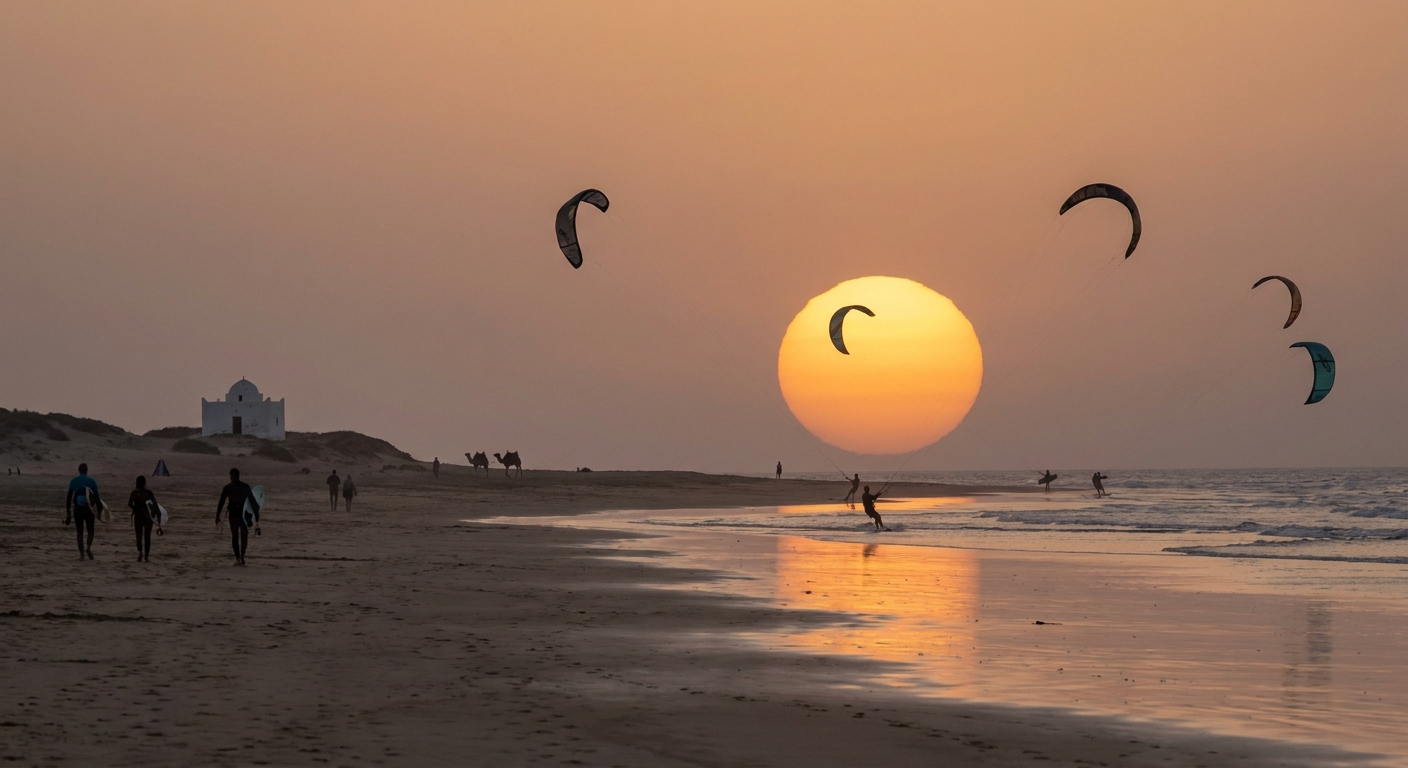 serene-sunset-kitesurfers-sidi-kaouki