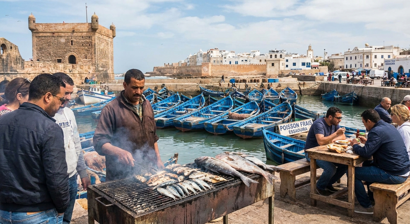 essaouira-fresh-fish-vendor-harbor-food-scene