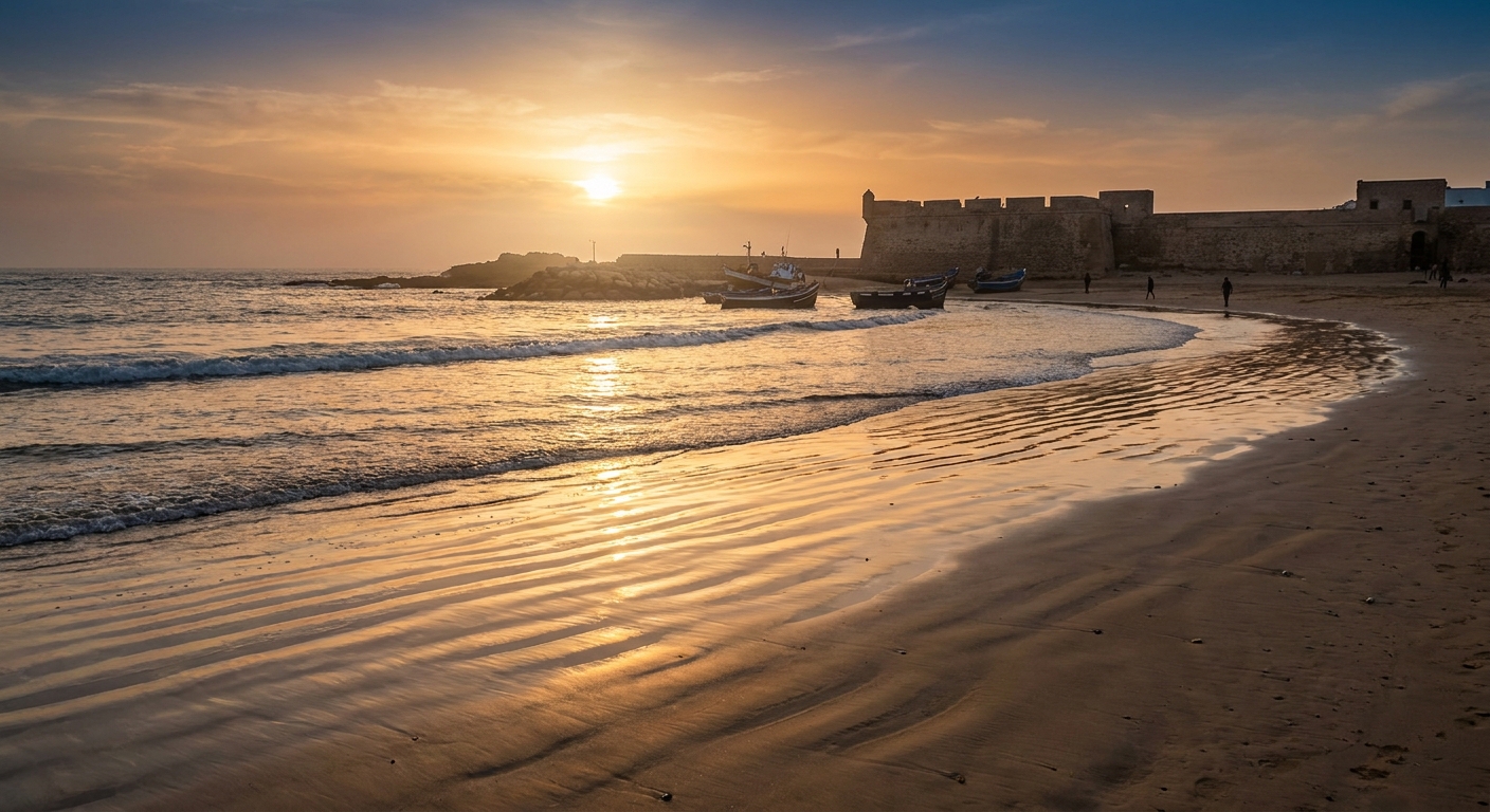 essaouira-afgelegen-strand-gouden-licht-golven