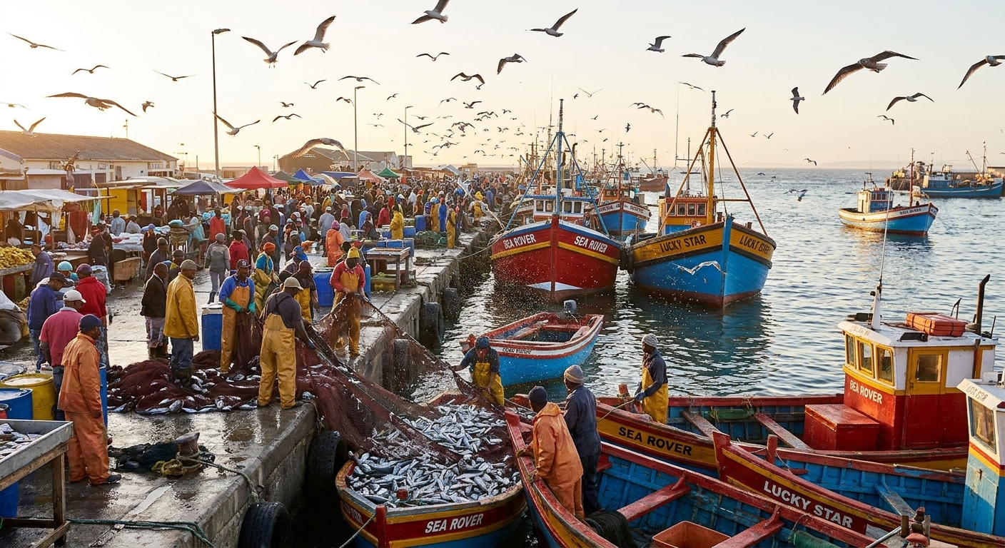 fishermen-hauling-catch-bustling-harbor-seagulls