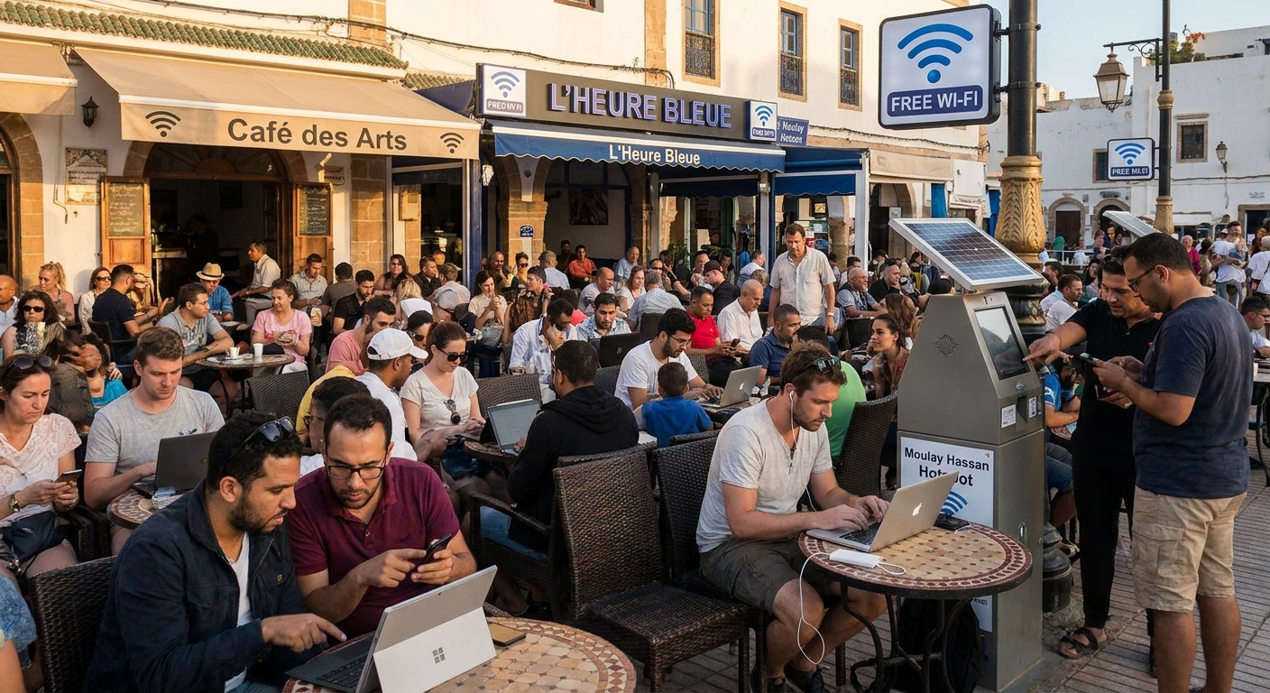 place-moulay-hassan-levendige-cafés-connectiviteit