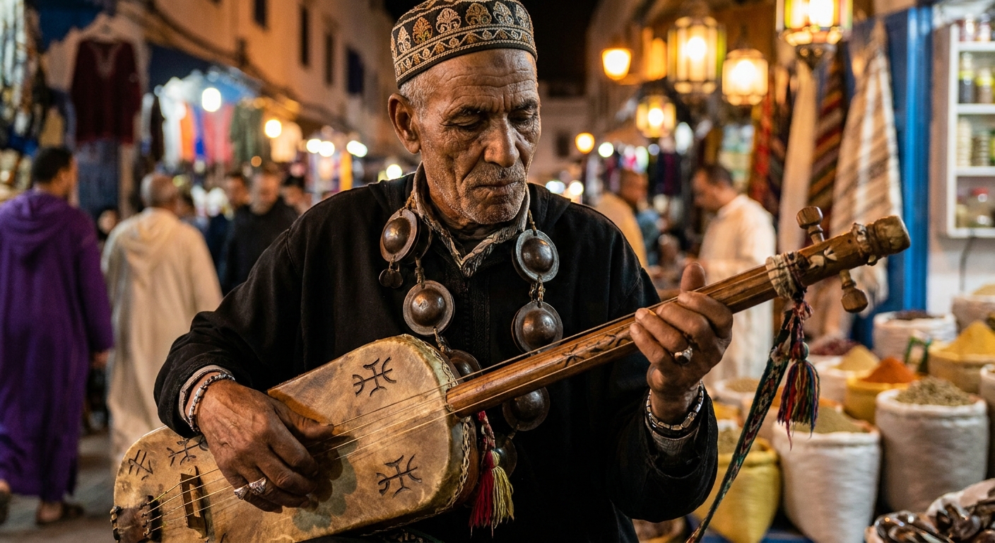 músico-local-música-gnawa-mercado-noturno-essaouira