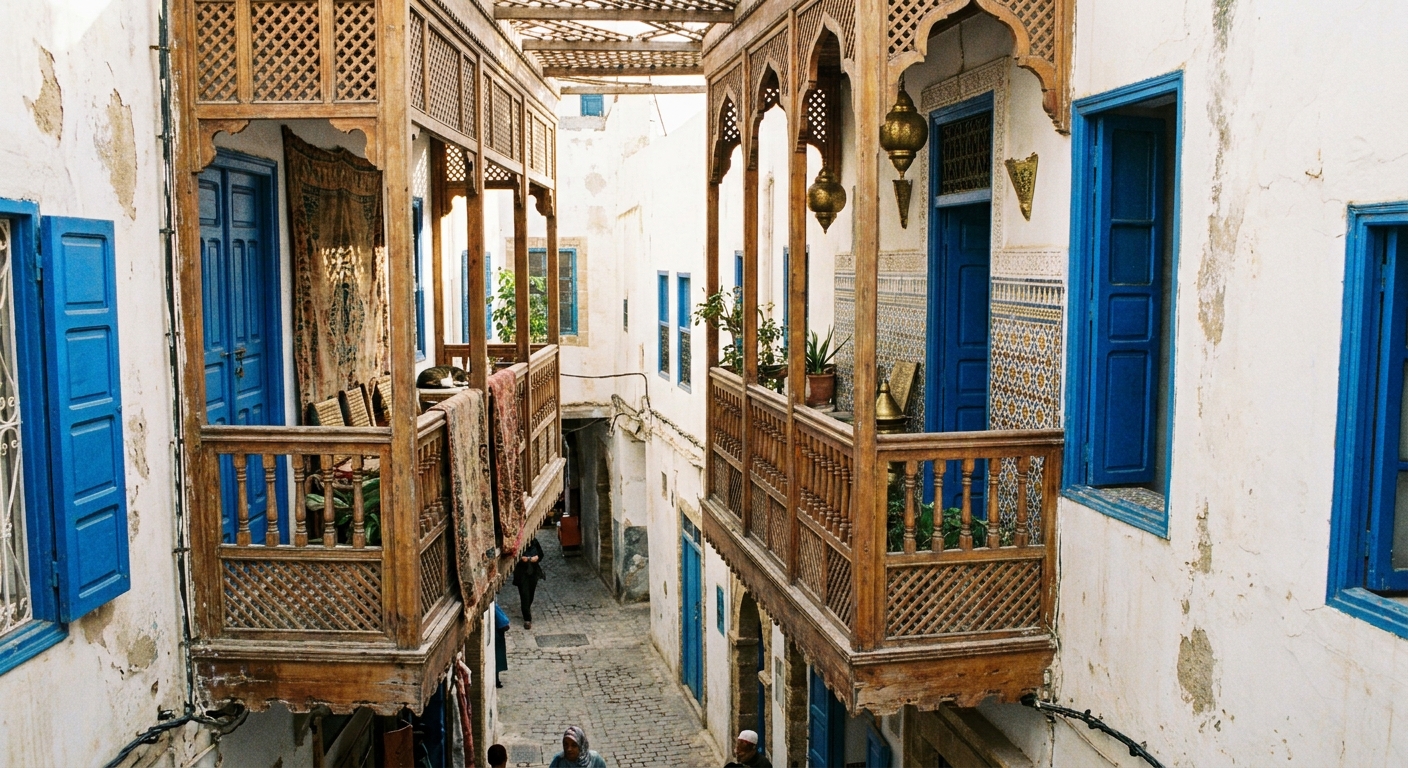 essaouira-alleyway-wooden-balconies-blue-doors