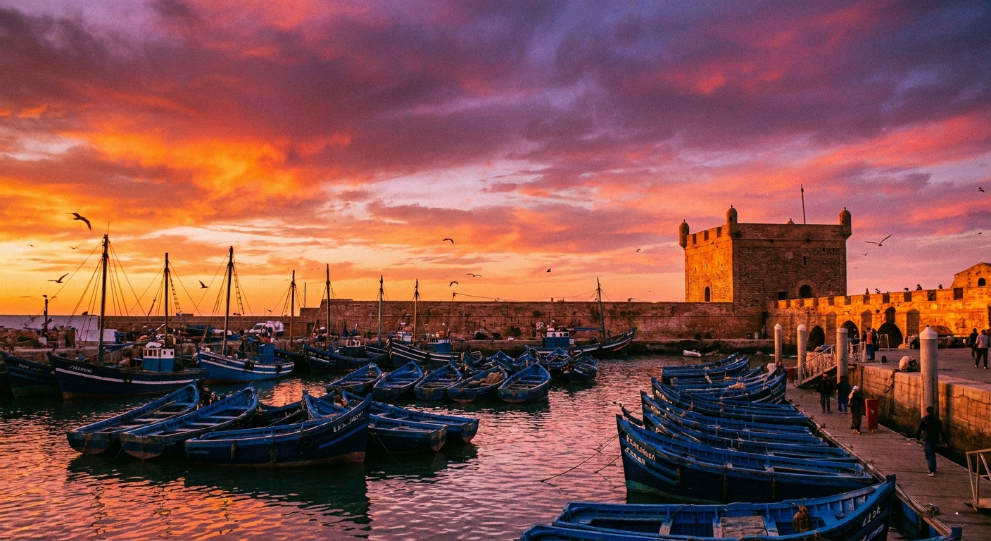 sunset-essaouira-harbor-fishing-boats