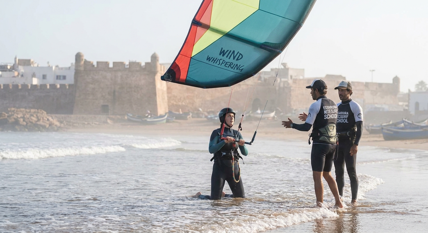 iniciante-kitesurfista-essaouira-prática-manhã