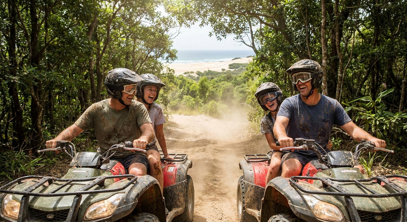 adventurous-family-quad-biking-forest-beach-dunes