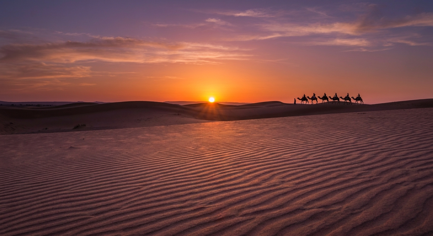 cap-sim-dunes-sunset-camel-caravan