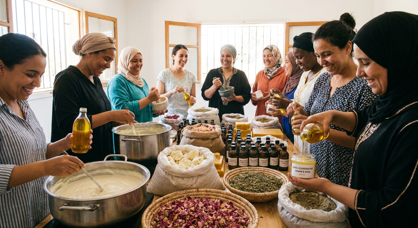 women-collaborating-skincare-cooperative-aragan-oil