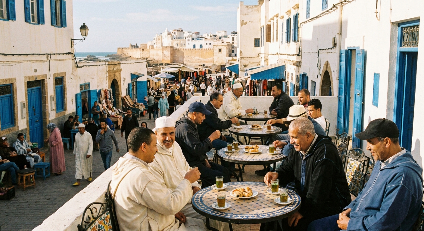 moroccan-cafe-essaouira-locals-mint-tea-pastries