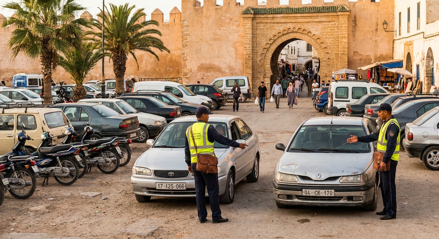 bab-marrakech-guarded-parking-lot-close-up